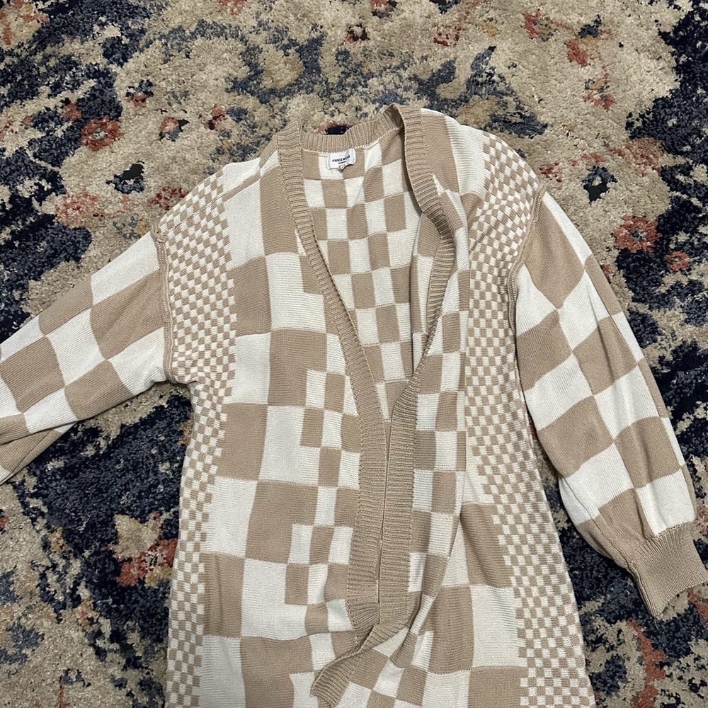 Checkered Knit Cardigan